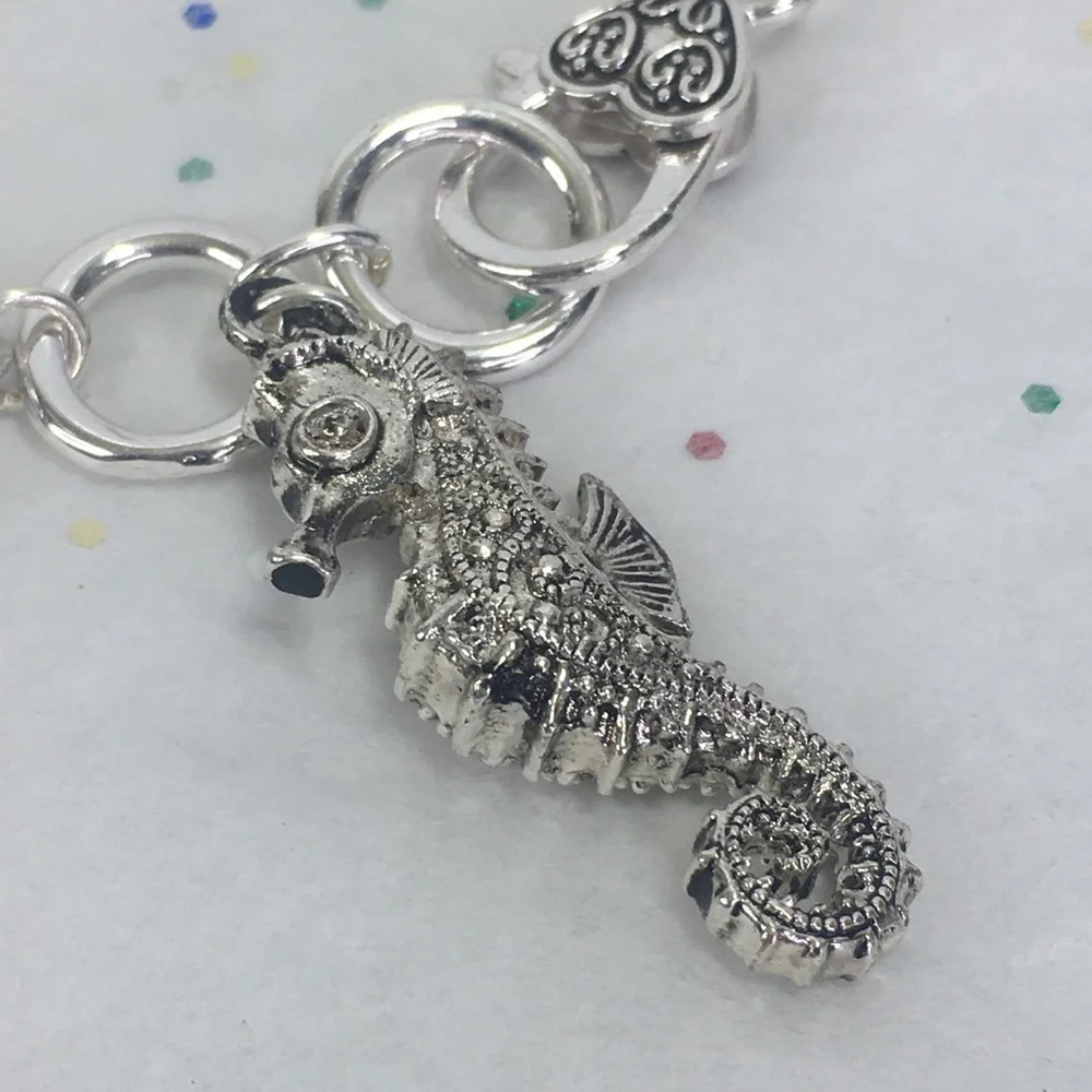 Seahorse Charm silver tone bracelet 8